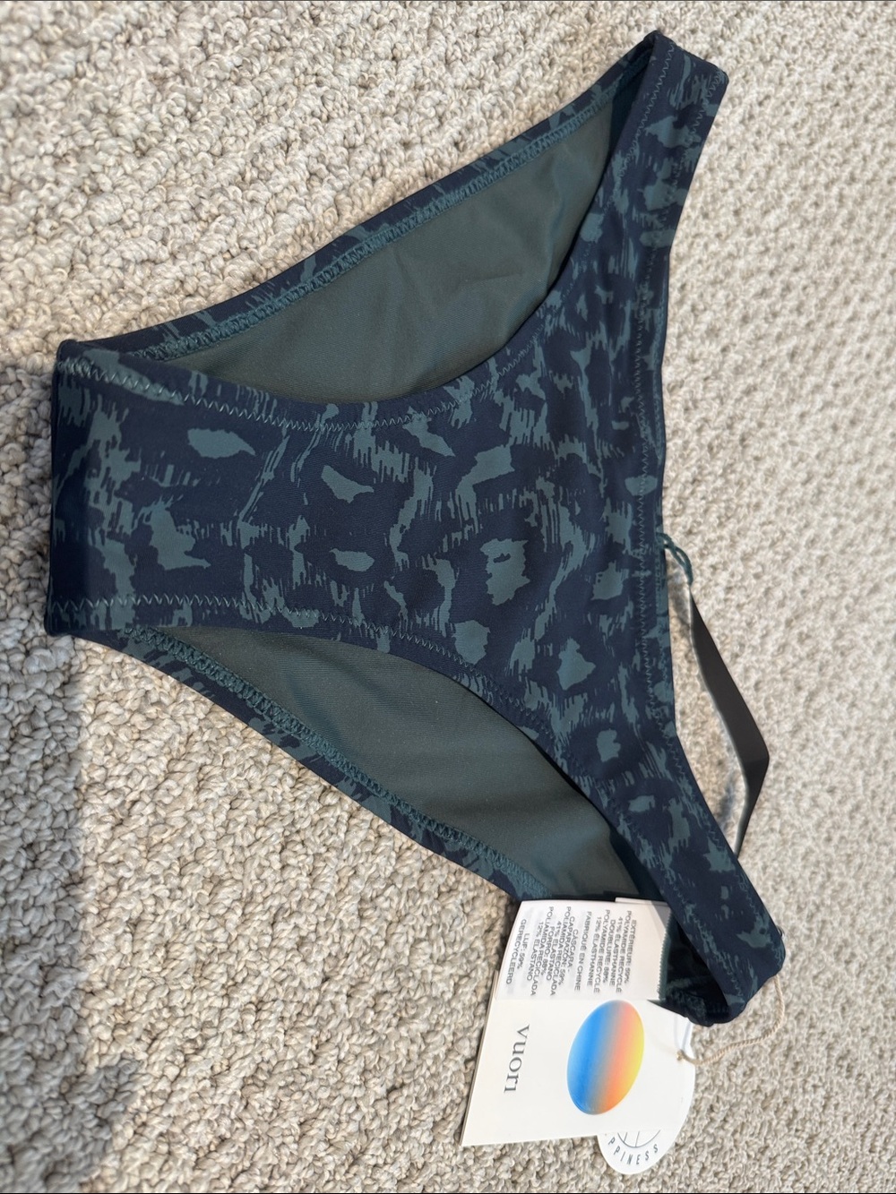 Vuori Dark Teal Patterned High-Cut Swim Bottom